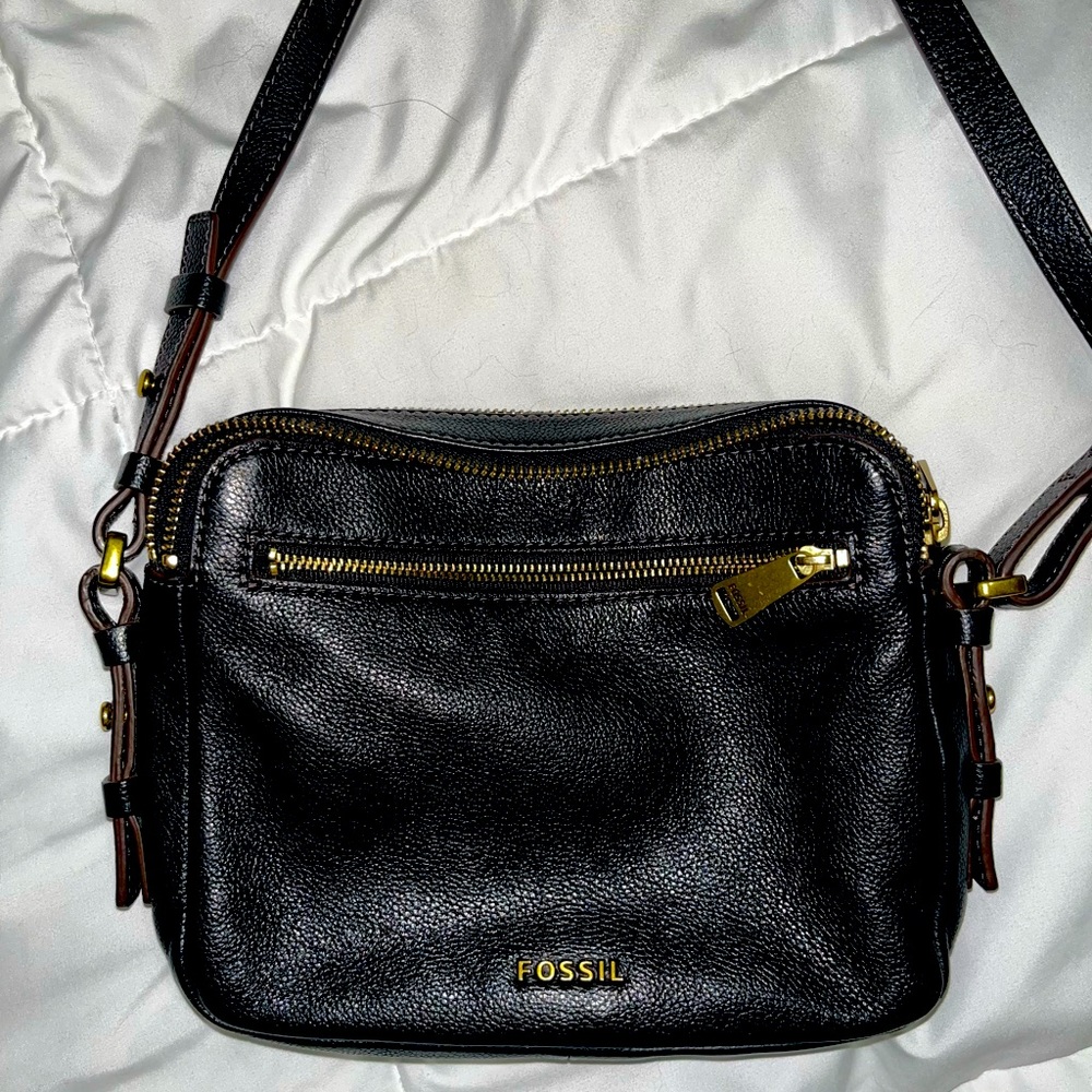 Black fossil crossbody